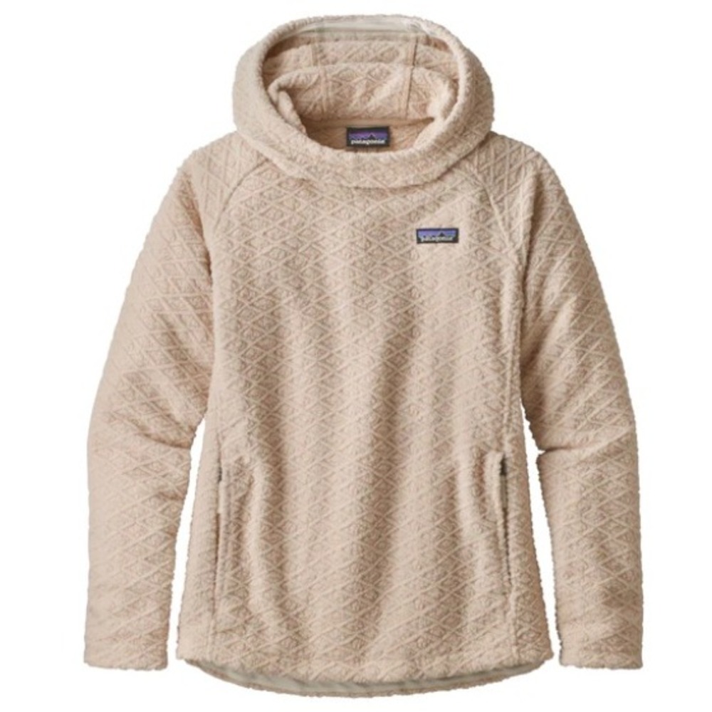 Patagonia W's Diamond Capra Hoody Womens XL Cream Quilted Fleece Pullover Cozy